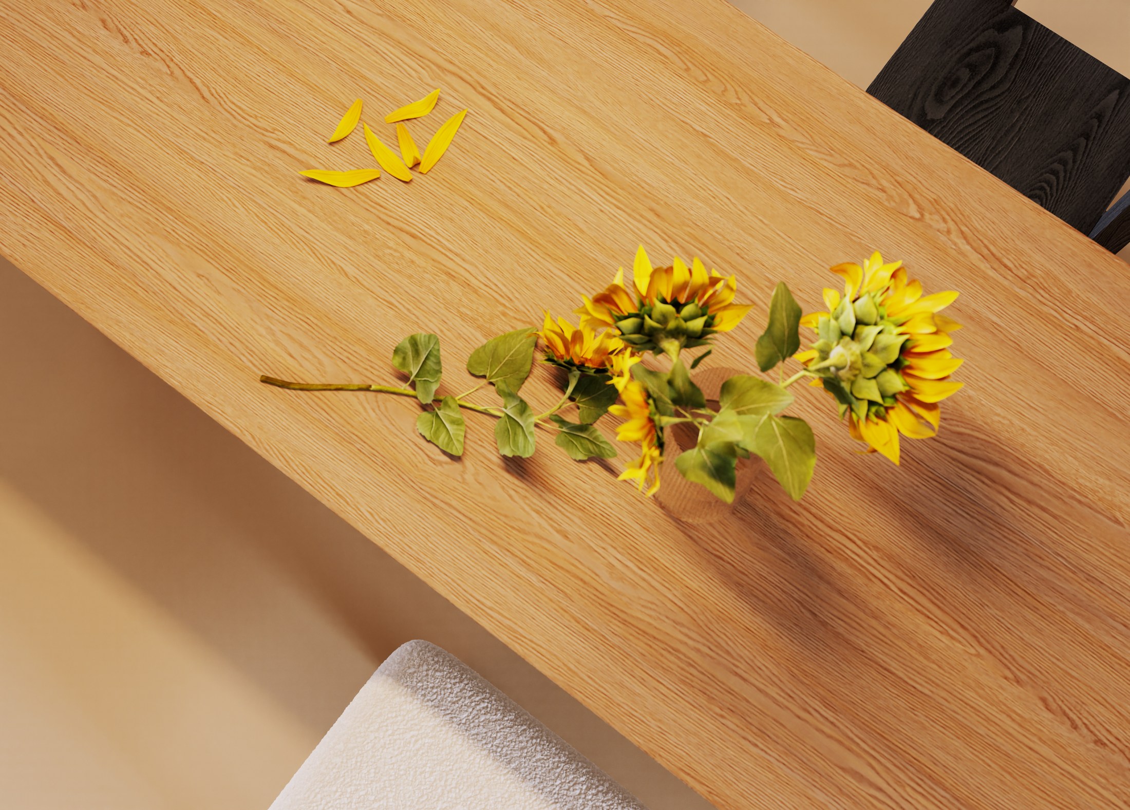 Close view of a light oak furniture surface with visible grain